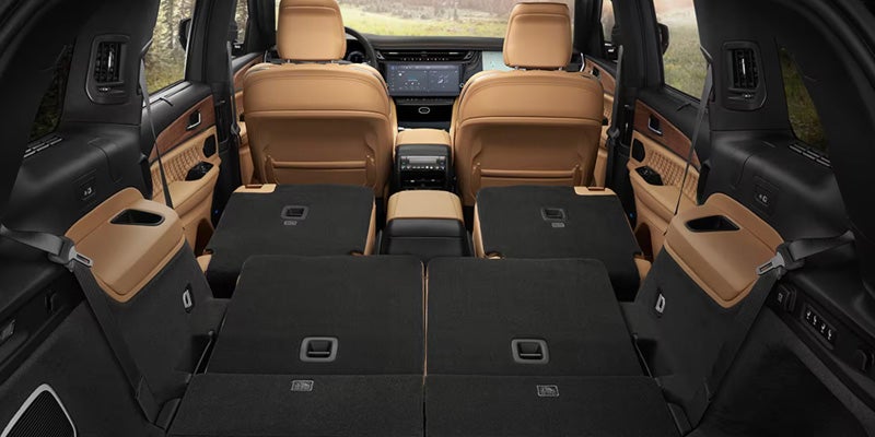Interior view of an Grand Cherokee with the rear seats folded flat